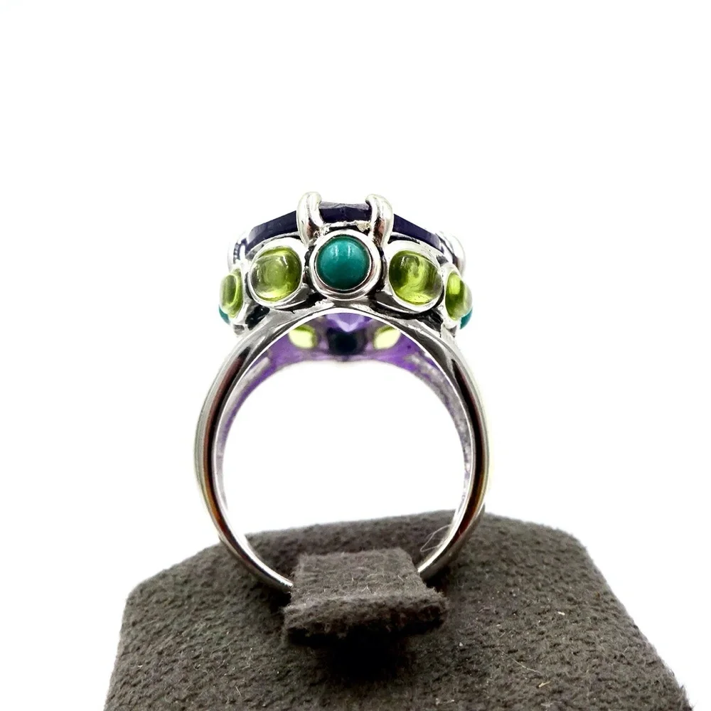 BOUNKIT SILVER AMETHYST GEMSTONE RING Sz 8